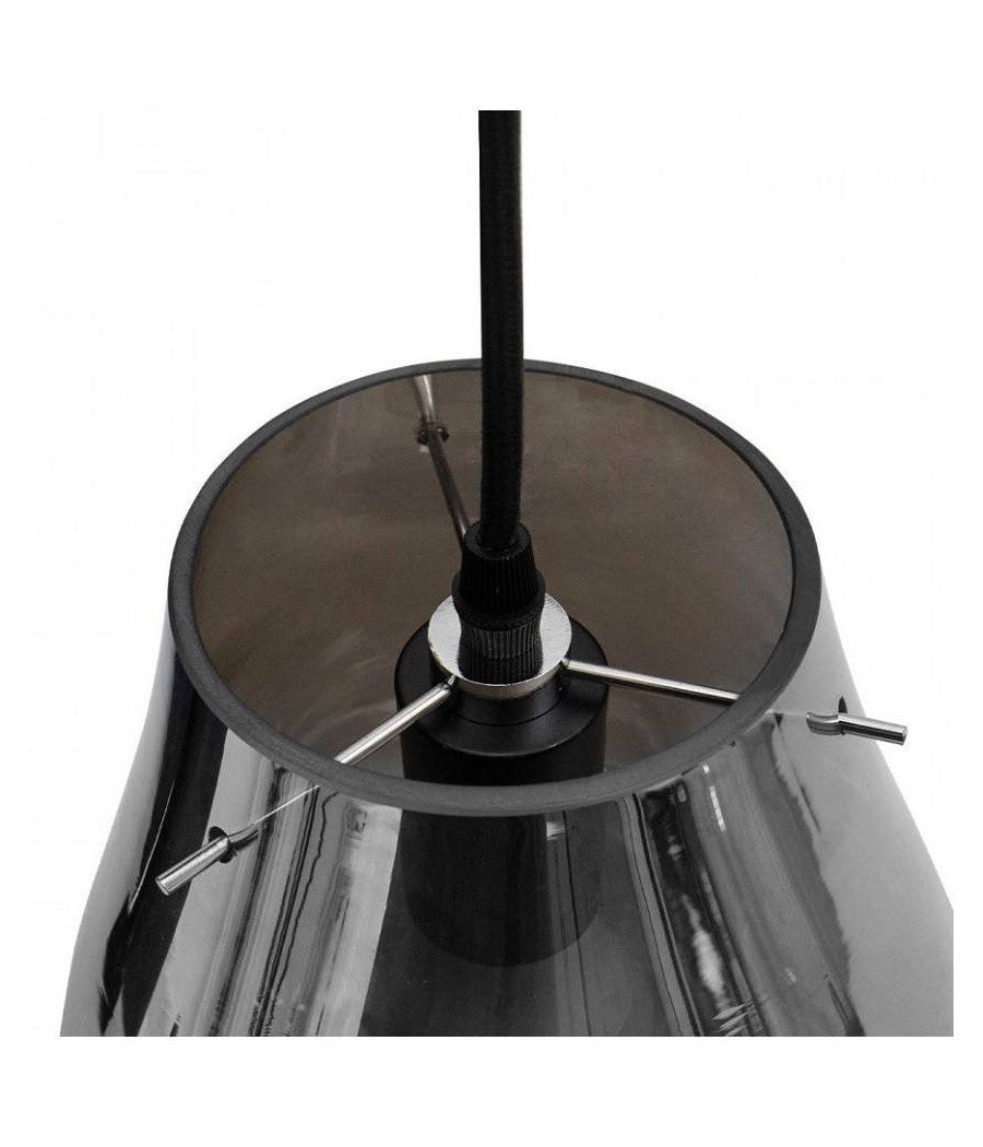 Lampada Lampadario Sospensione E27 Drop In Vetro Argento Grigio Scuro Ip20 Lp         