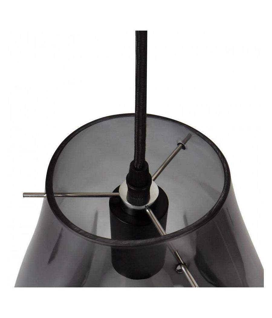 Lampada Lampadario Sospensione E27 Drop In Vetro Argento Grigio Scuro Ip20 Lp         