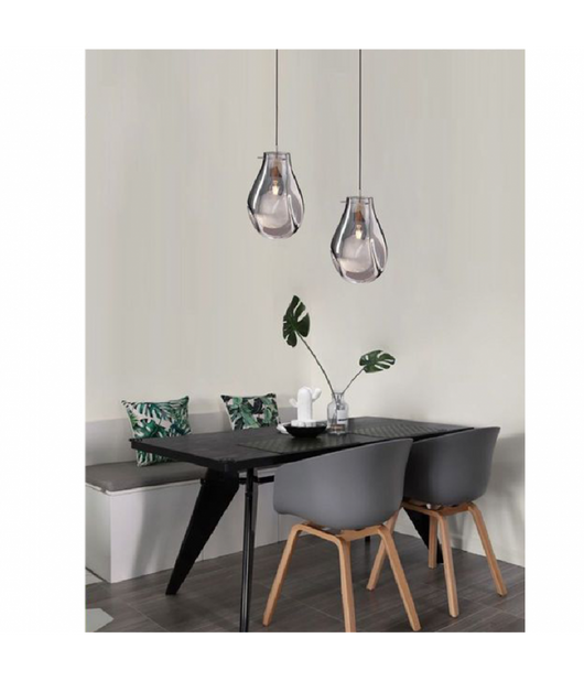 Lampada Lampadario Sospensione E27 Drop In Vetro Argento Grigio Scuro Ip20 Lp         
