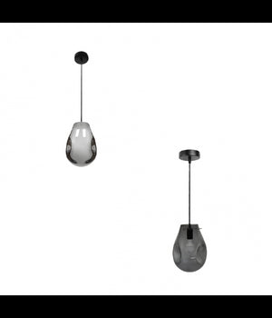 Lampada Lampadario Sospensione E27 Drop In Vetro Argento Grigio Scuro Ip20 Lp         
