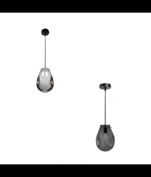 Lampada Lampadario Sospensione E27 Drop In Vetro Argento Grigio Scuro Ip20 Lp         