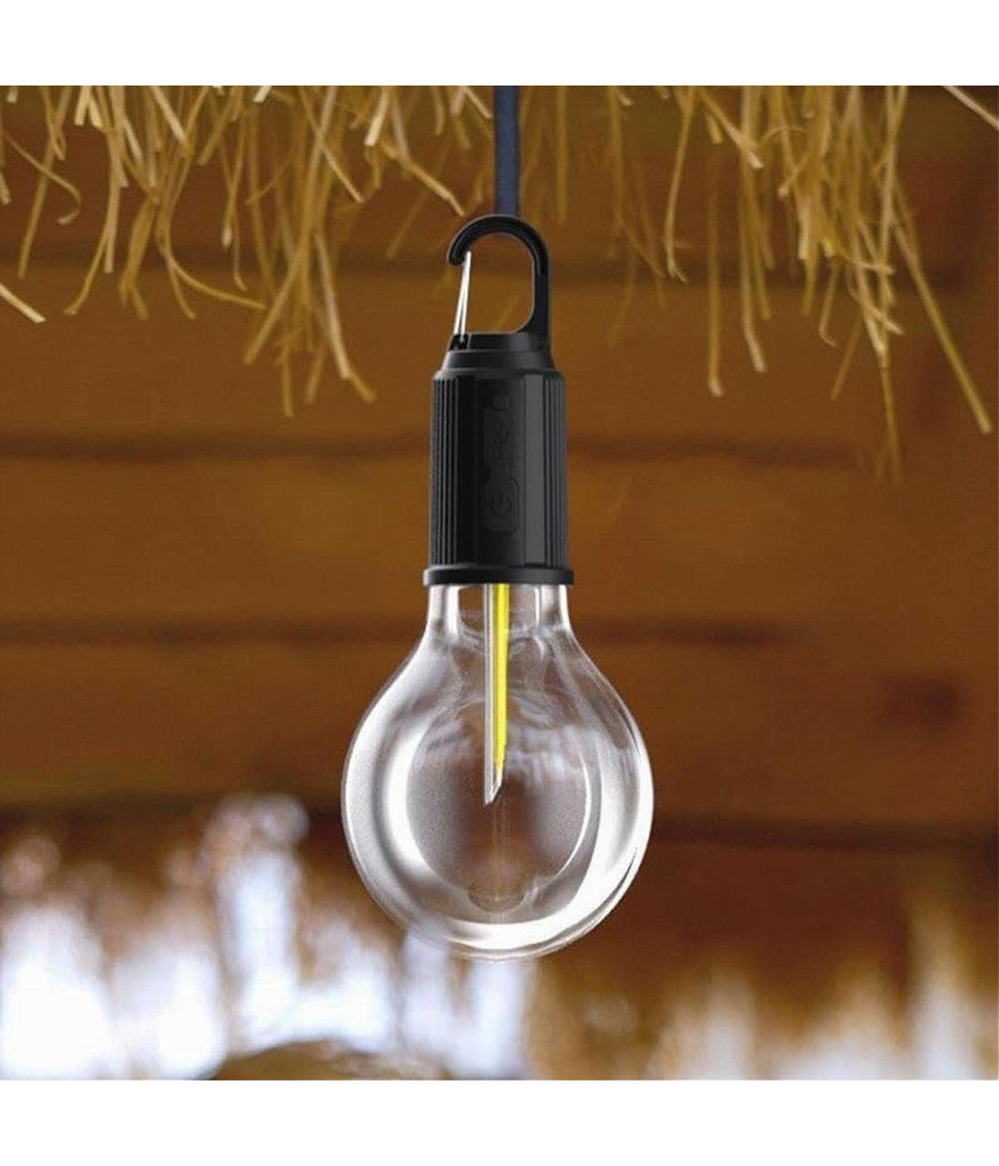 Lampada Lampadina Led Bulbo Ricaricabile 3 W Usb Gancio Campeggio Tenda Camper         