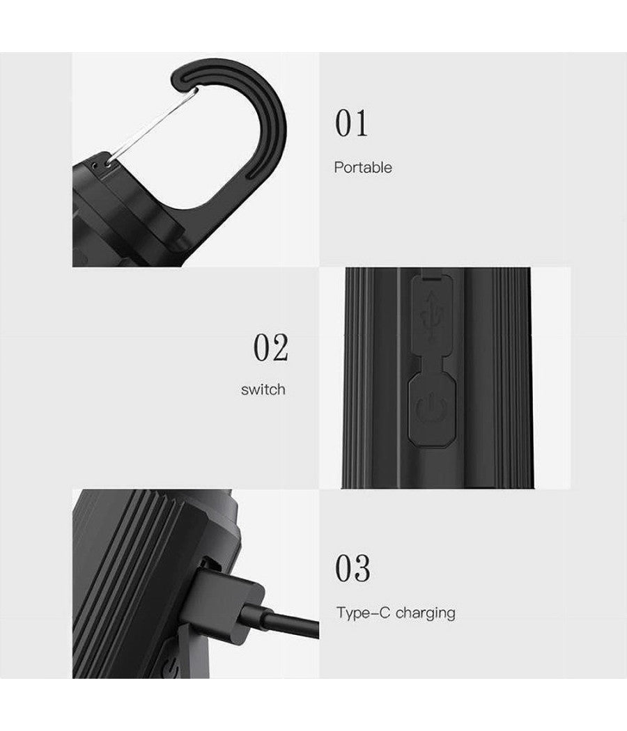 Lampada Lampadina Led Bulbo Ricaricabile 3 W Usb Gancio Campeggio Tenda Camper         