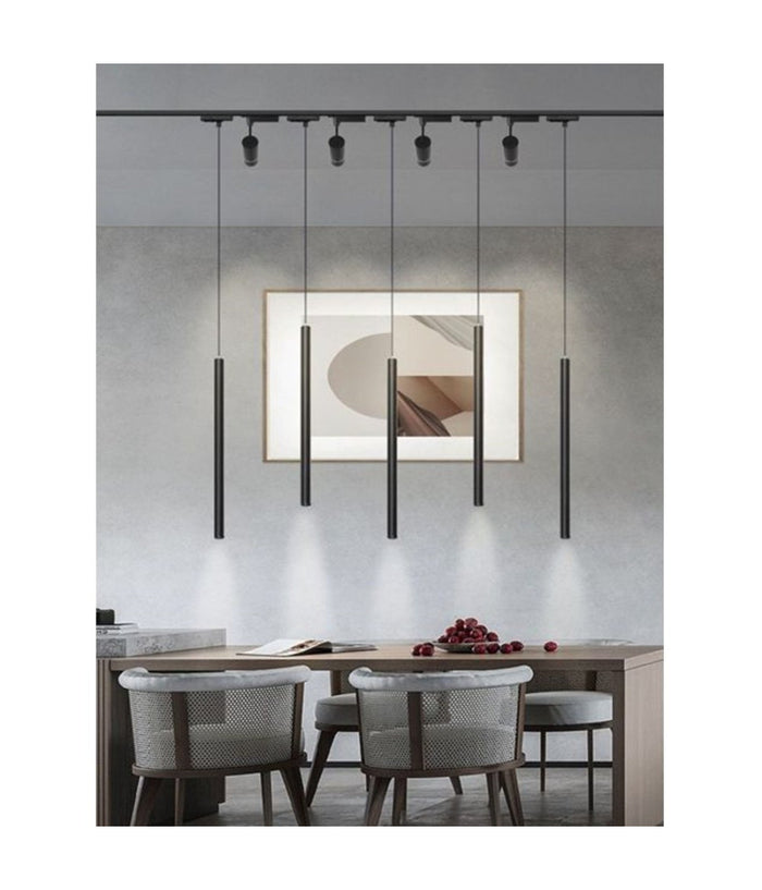 Lampada Led A Sospensione 3w Cilindro Per Binario Track Monofase Proiettore Lp-79  Nero       