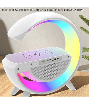 Lampada Led Caricabatteria Wireless Cassa Forma G Con Proiettore Cielo Stellato         