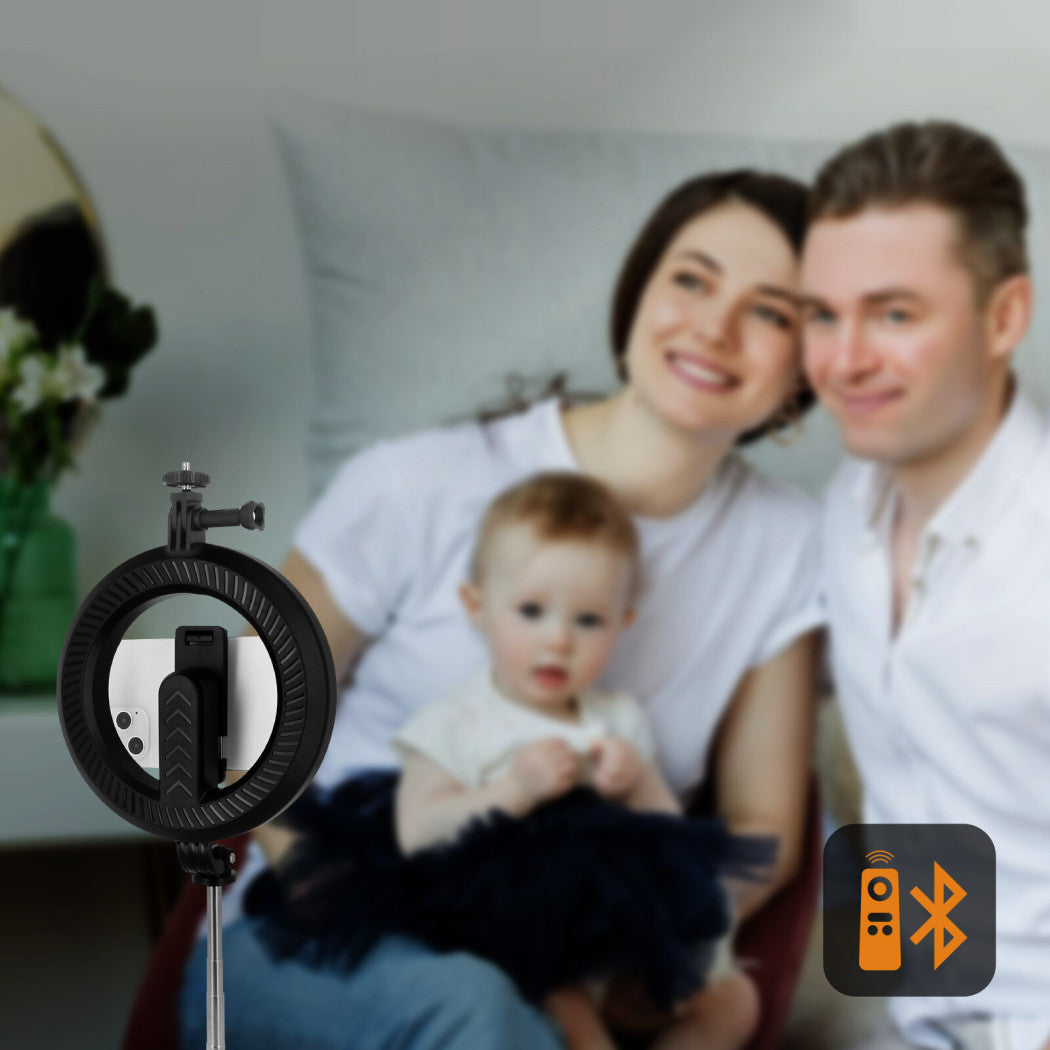 Trade Shop - Lampada Led Da 6 Pollici + Stick Con Supporto Telefono Cellulare Bluetooth 4.0 -