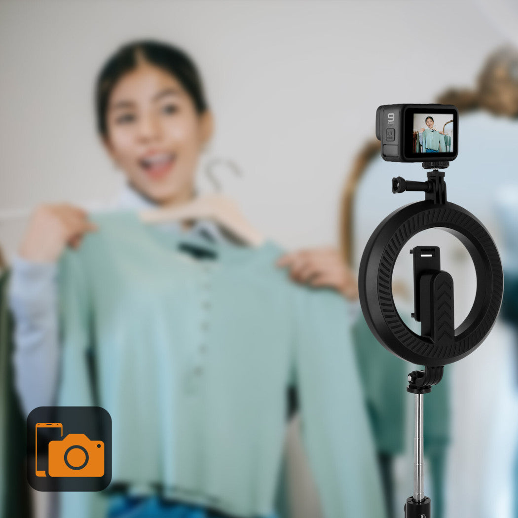 Trade Shop - Lampada Led Da 6 Pollici + Stick Con Supporto Telefono Cellulare Bluetooth 4.0 -