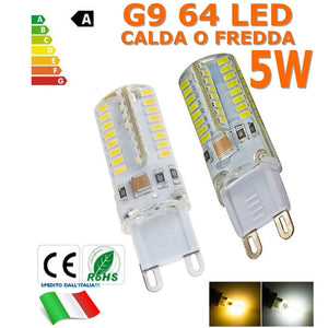 Trade Shop - Lampada Led G9 220v 5w 64 Led Luce Calda Fredda Oltre 500 Lumen Alta Luminosità -