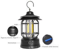 Lampada LED Lanterna ricaricabile USB da campeggio portatile Con gancio Dimmerabile - ZENCOCCO