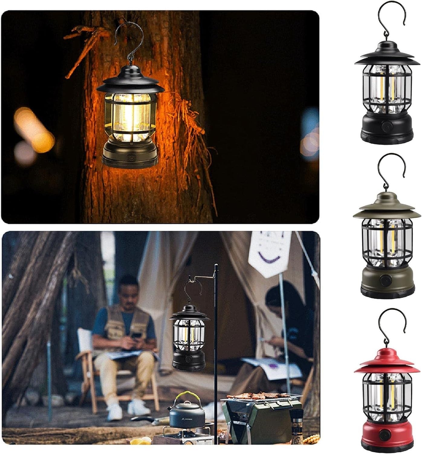 Lampada LED Lanterna ricaricabile USB da campeggio portatile Con gancio Dimmerabile - ZENCOCCO
