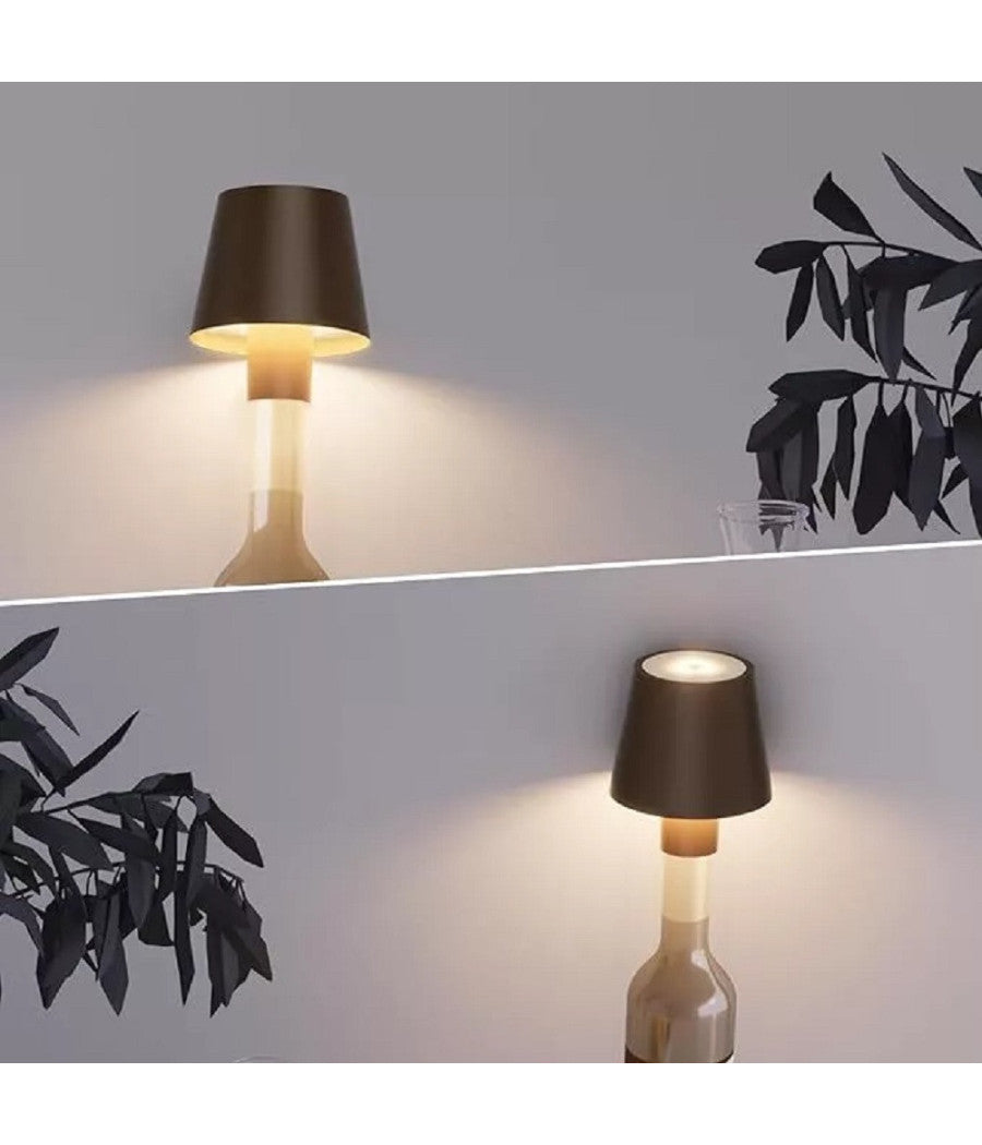 Lampada Led Per Bottiglia Tappo Tavolo Touch Dimmerabile 3 Tonalità  Ricaricabile  Nero       