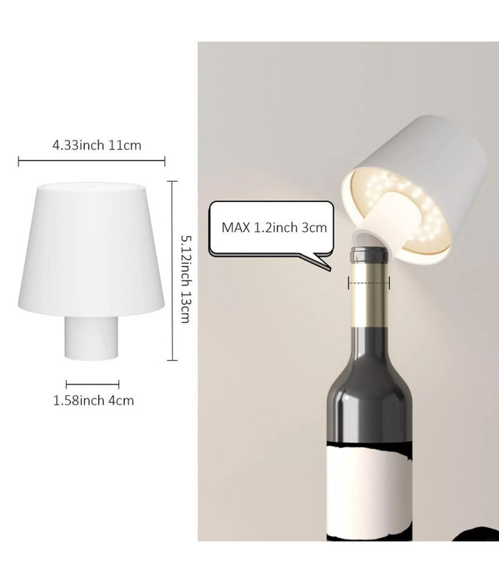 Lampada Led Per Bottiglia Tappo Tavolo Touch Dimmerabile 3 Tonalità  Ricaricabile  Bianco       