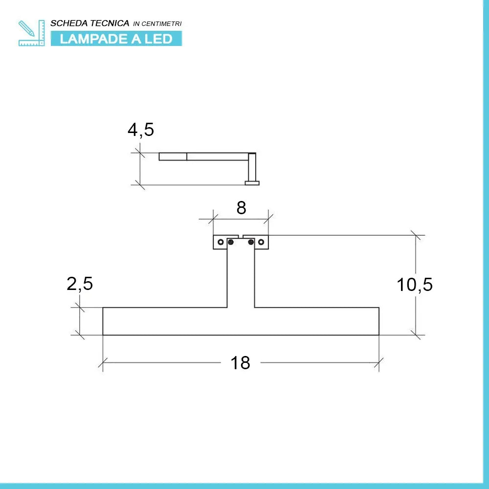 Lampada  LED per specchio 18 cm cromo lucido con doppia installazione