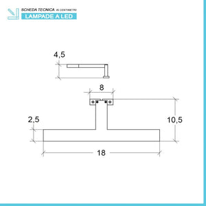Lampada  LED per specchio 18 cm cromo lucido con doppia installazione