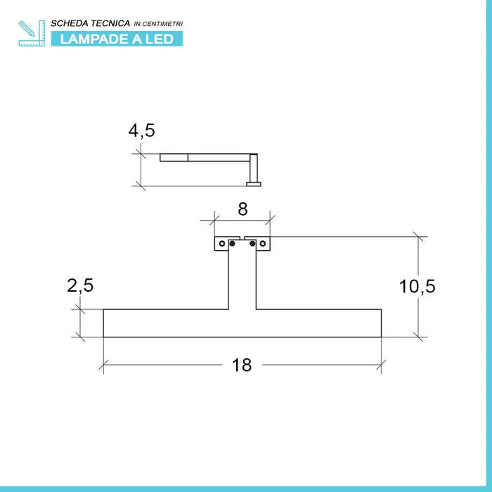 Lampada  LED per specchio 18 cm cromo lucido con doppia installazione