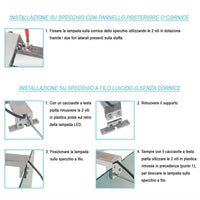 Lampada  LED per specchio 18 cm cromo lucido con doppia installazione