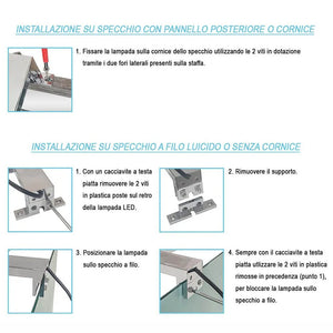 Lampada  LED per specchio 18 cm cromo lucido con doppia installazione