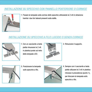 Lampada LED per specchio 30 cm luce fredda e doppia installazione