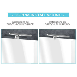 Lampada LED per specchio 30 cm luce fredda e doppia installazione