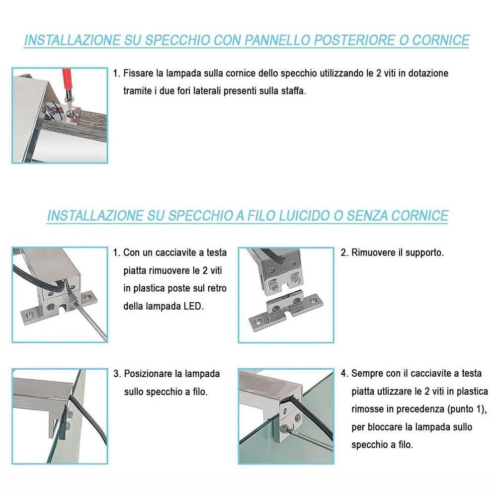 Lampada LED per specchio 74 cm luce naturale e doppia installazione