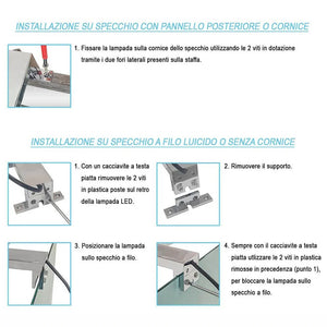 Lampada LED per specchio 74 cm luce naturale e doppia installazione