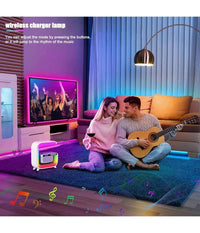 Lampada Led Rgb Con Ricarica Wir Induzione Speacker Cassa A Forma Di G Quadrata         