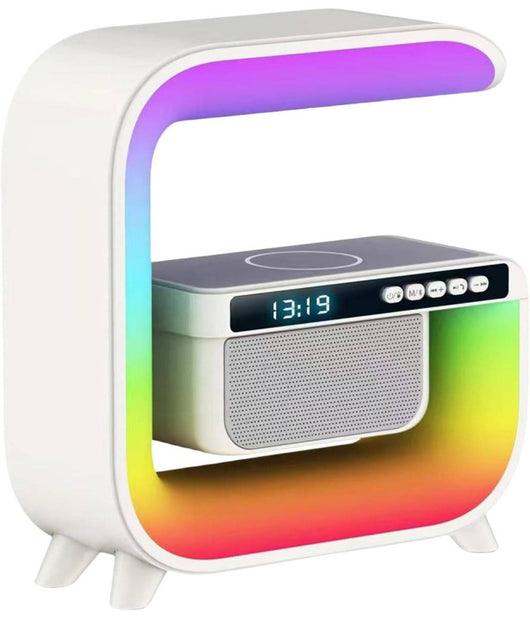 Lampada Led Rgb Con Ricarica Wir Induzione Speacker Cassa A Forma Di G Quadrata         