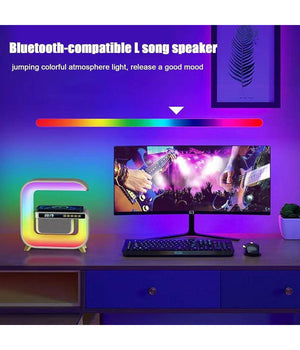 Lampada Led Rgb Con Ricarica Wir Induzione Speacker Cassa A Forma Di G Quadrata         