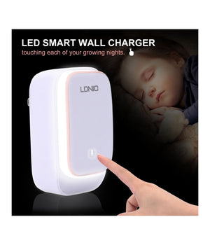 Lampada Led Touch Con Caricabatterie 2 Porte Usb Da Viaggio Per Android Samsung         