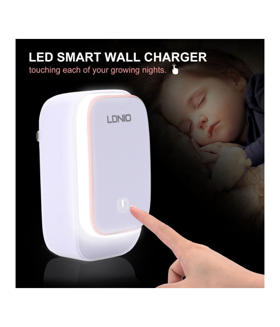 Lampada Led Touch Con Caricabatterie 2 Porte Usb Da Viaggio Per Android Samsung         