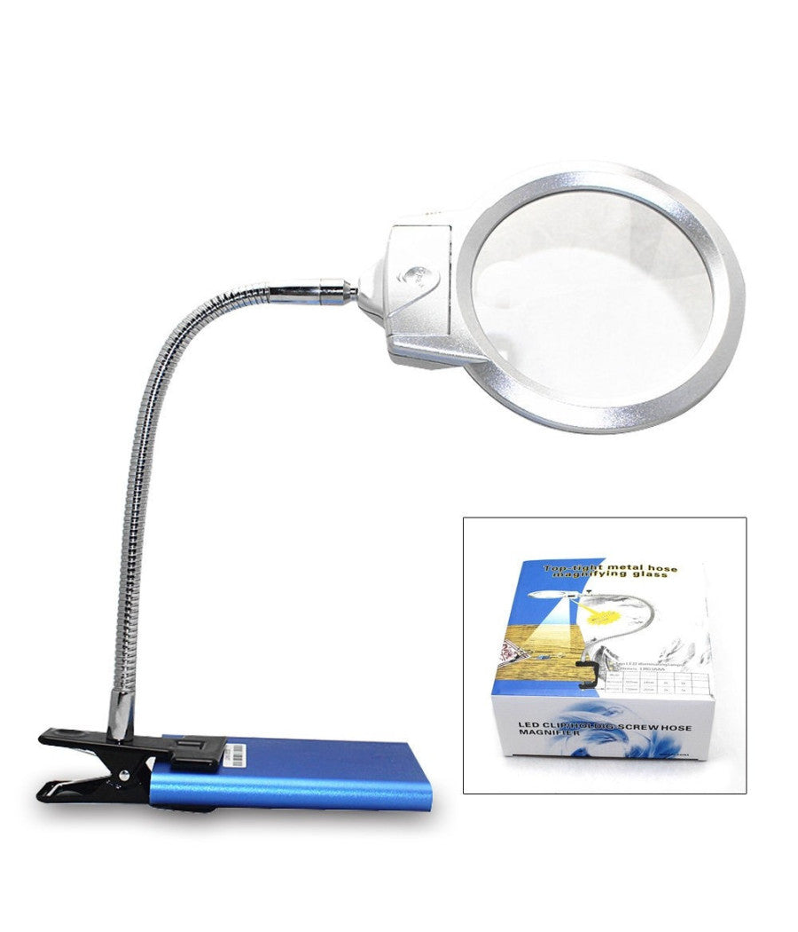 Lampada Lente Led Clip Da Tavolo Scrivania Ufficio Ingrandimento Con Pinza 2 Led         