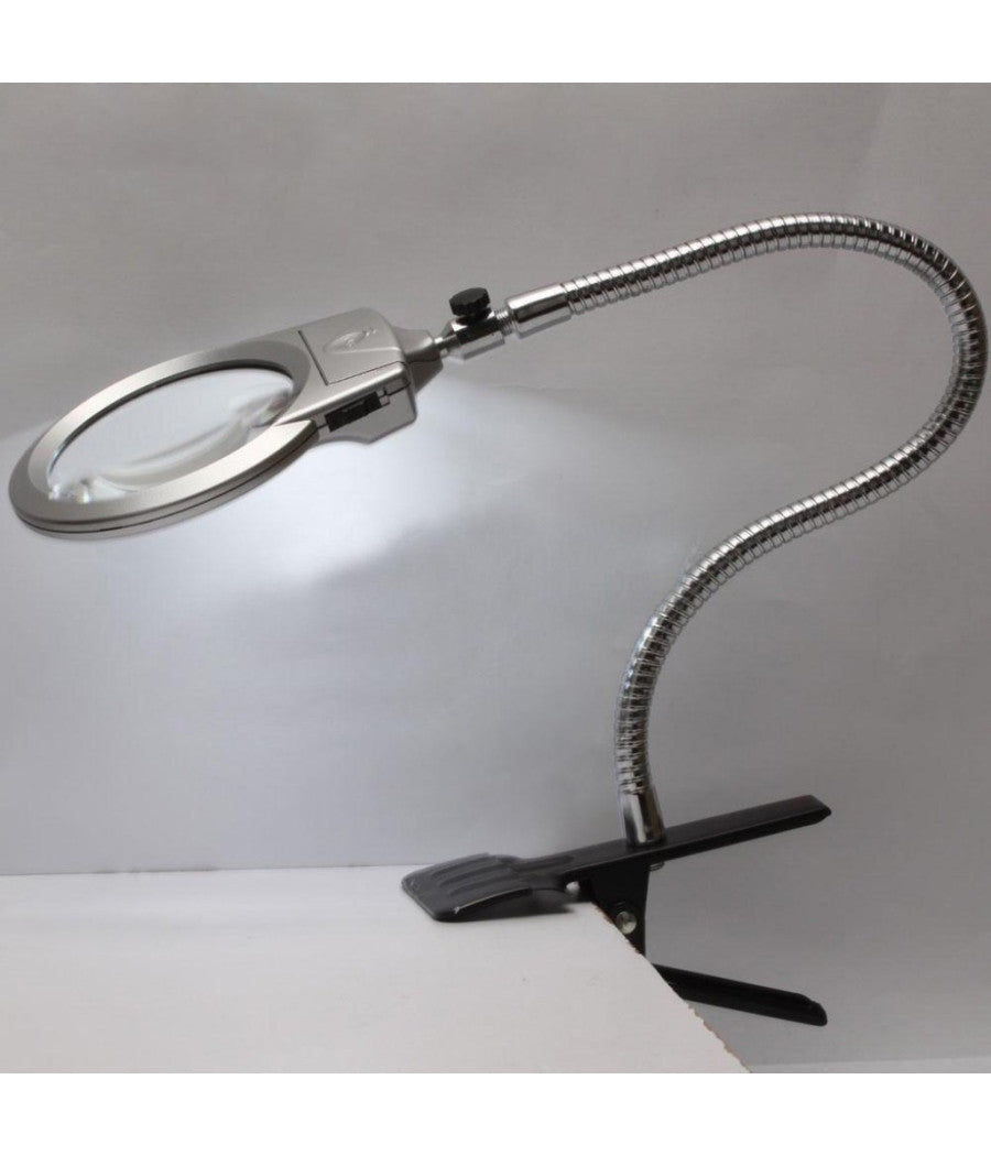 Lampada Lente Led Clip Da Tavolo Scrivania Ufficio Ingrandimento Con Pinza 2 Led         