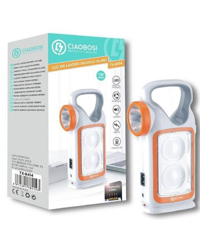 Lampada Luce Emergenza Batterie Ricaricabile 1w Torcia Led Carica Solare Tx-8414         