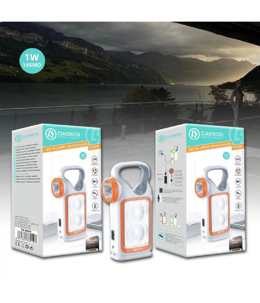 Lampada Luce Emergenza Batterie Ricaricabile 1w Torcia Led Carica Solare Tx-8414         