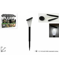 Lampada Luce Ricarica Solare Giardino Esterni Led Torcia 30cm Luce Calda Fredda  -bianco Freddo      -