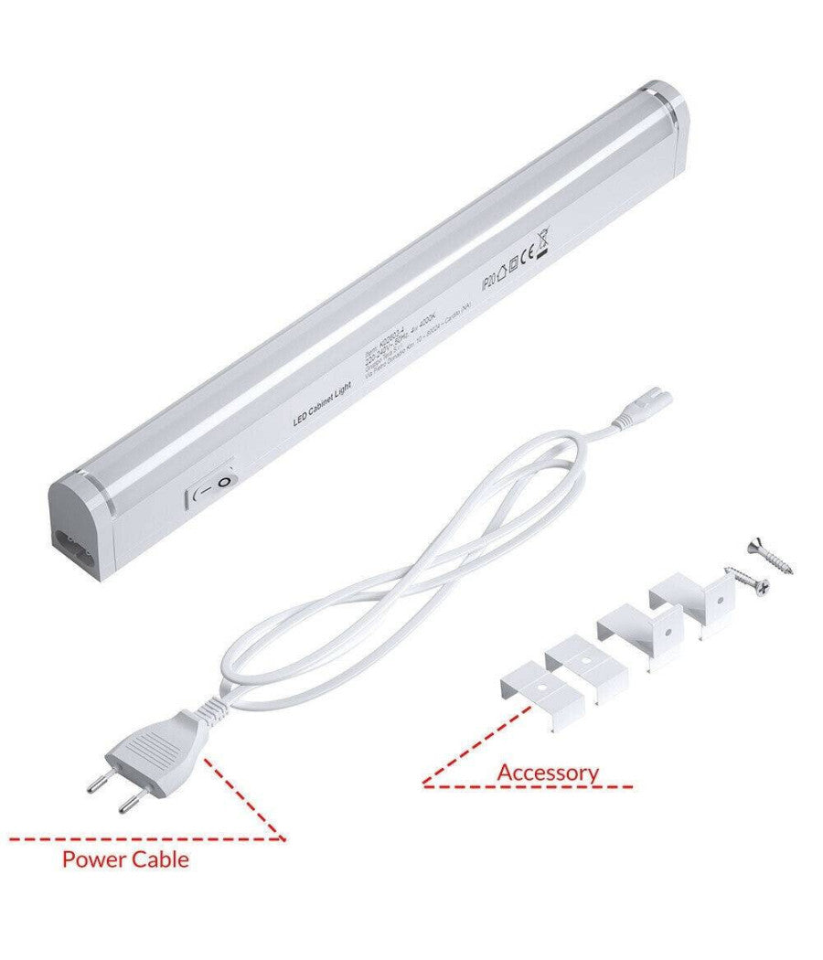 Lampada Luce Sottopensile 30cm Mobili Cucina Armadio Barra Led 330lm Bianco  -bianco Freddo      -