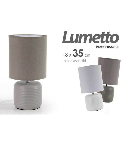 Lampada Lumetto Abat Jour Tavolo Base Ceramica Matt 18x35 Cm Vari Colori 752452         