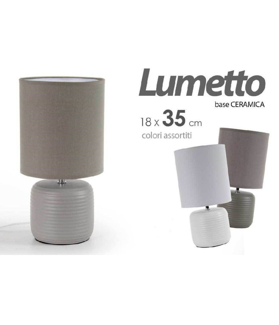 Lampada Lumetto Abat Jour Tavolo Base Ceramica Matt 18x35 Cm Vari Colori 752452         