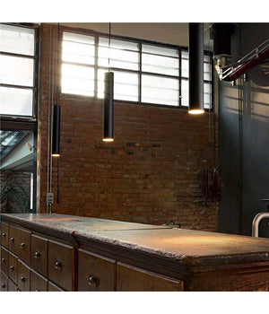 Lampada Moderna Sospensione 120cm Slim Tondo Led 5watt Luce 3000k Cucina Pub Bar         