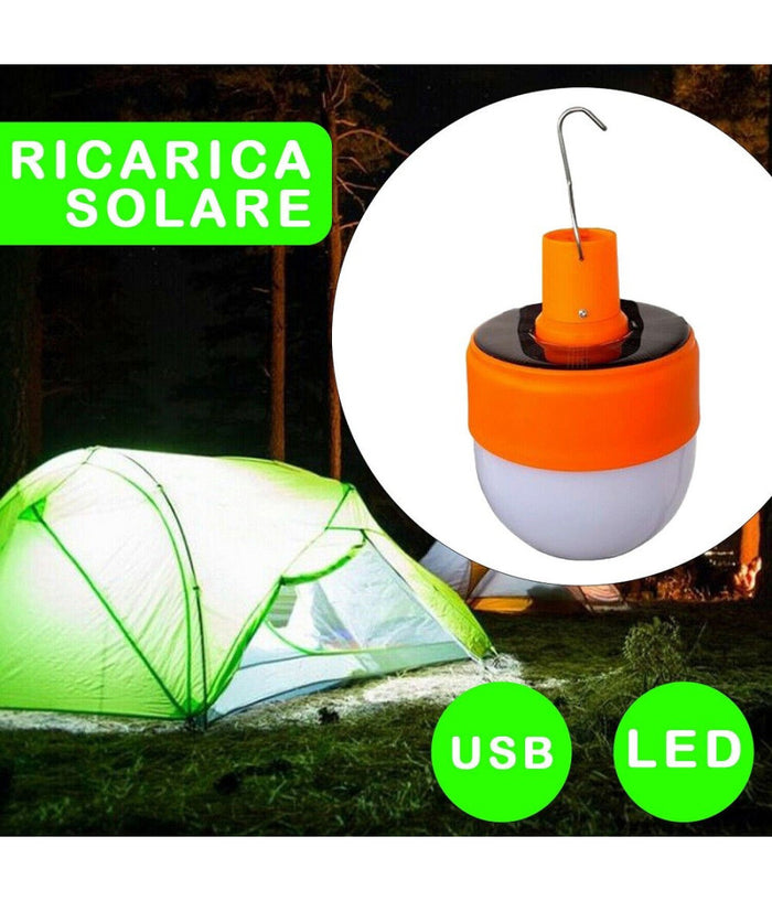 Lampada Multifunzione Portatile Ricarica Solare Led Usb Lanterna Gancio Tx-9638         