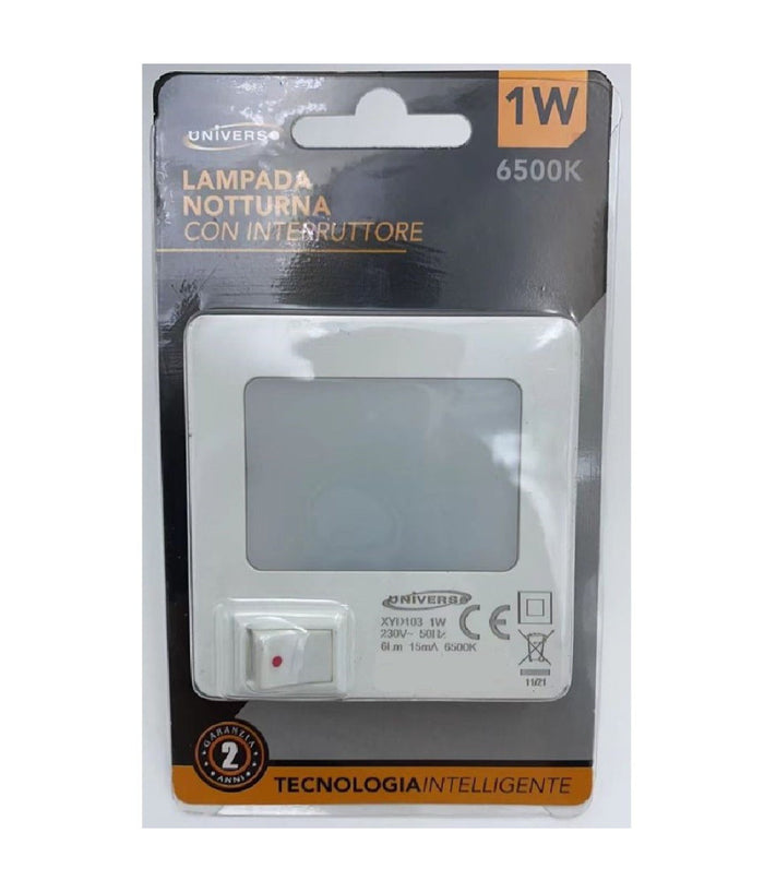 Lampada Notturna A Led 1w Luce Fredda 6500k Con Interruttore Punto Luce Xyd103         