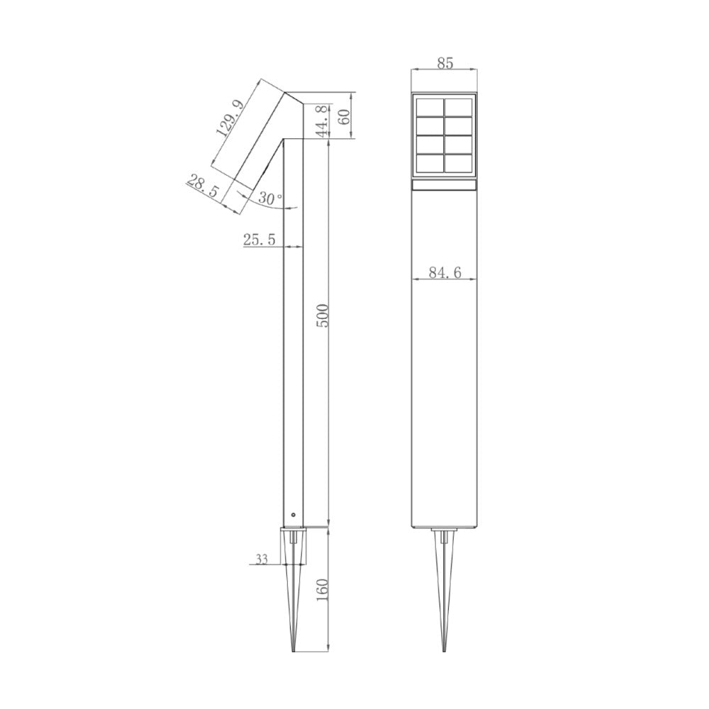 Lampada LED solare da giardino 500lm IP65 con paletto e sensore crepuscolare - 3000K