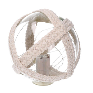 Lampada Palla vetro mare con led e corda azzurro tondo cm ø12,7