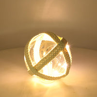 Lampada Palla vetro mare con led e corda azzurro tondo cm ø15,2