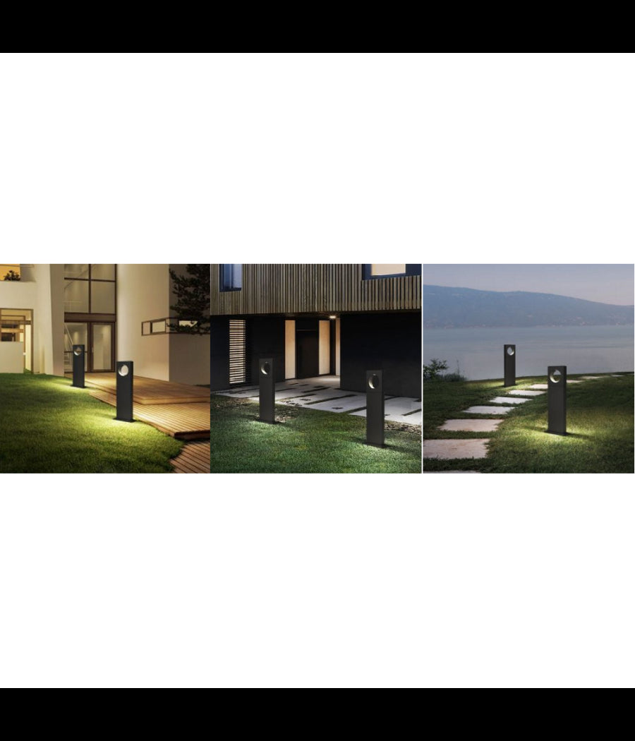 Lampada Palo Da Giardino A Led Cerchio 50 Cm 12 W Nero Luce 6500k 4000k 3000k Es60  -bianco Freddo      -