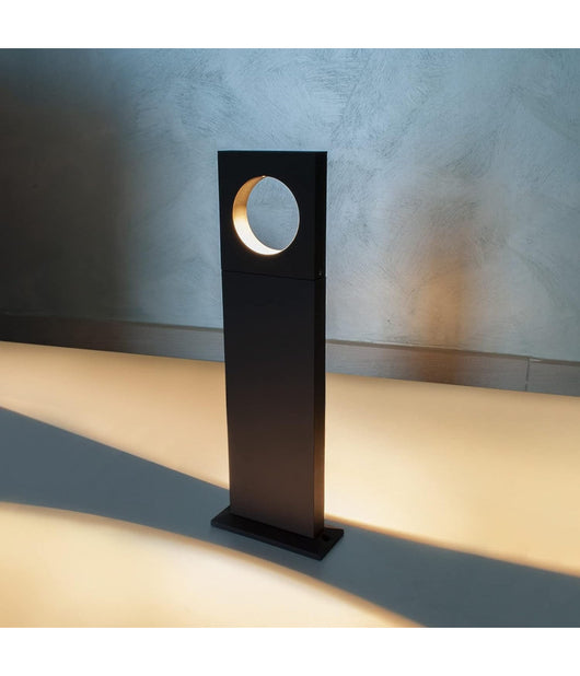 Lampada Palo Da Giardino A Led Cerchio 50 Cm 12 W Nero Luce 6500k 4000k 3000k Es60  -bianco Naturale      -