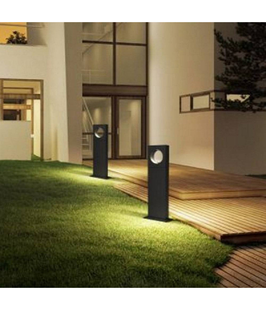 Lampada Palo Da Giardino A Led Cerchio 50 Cm 12 W Nero Luce 6500k 4000k 3000k Es60         