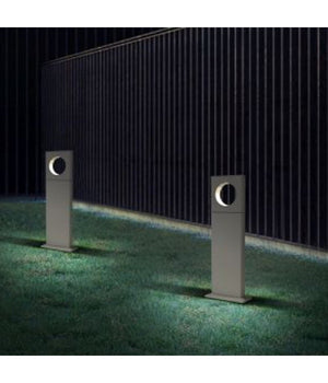 Lampada Palo Da Giardino Led Cerchio 50cm 12 W Grigio Luce 6500k 4000k 3000k Es60  -bianco Caldo      -