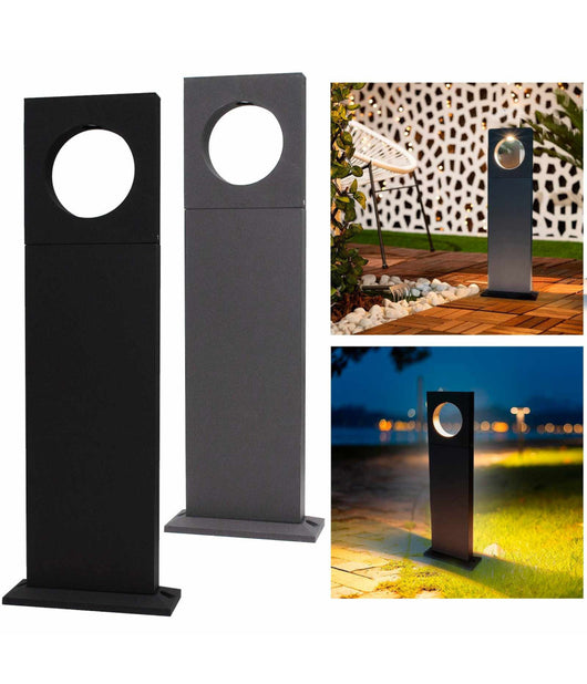 Lampada Palo Da Giardino Led Cerchio 50cm 12 W Grigio Luce 6500k 4000k 3000k Es60  -bianco Naturale      -