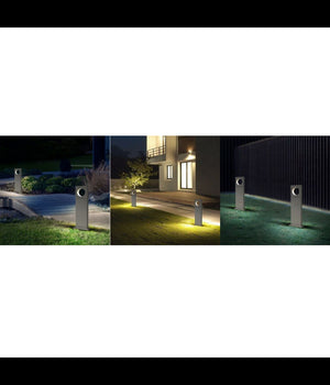 Lampada Palo Da Giardino Led Cerchio 50cm 12 W Grigio Luce 6500k 4000k 3000k Es60  -bianco Caldo      -